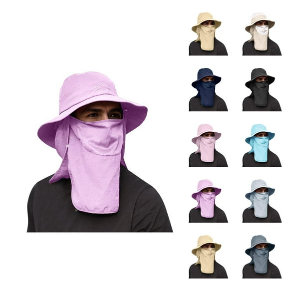 Men's Wide Brim Bucket Hat - UPF 50+ Sun Protection Outdoor Fishing Hat Womens Summer Sun Hat Wide Brim Outdoor Hat Foldable Ponytail Bucket Cap For Beach Fishing Hiking
