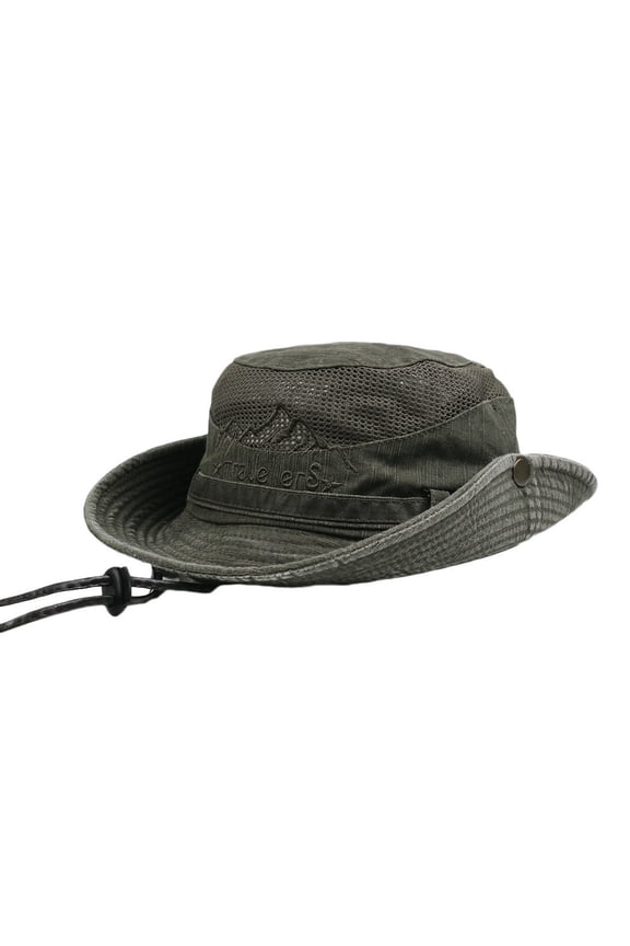 Men's Wide Brim Cotton Bucket Hat UV Protection Flip Brim Foldable for Fishing Gardening Outdoor Black