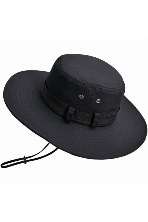 Men's Wide Brim Outdoor Sun Hat, Breathable Summer Fishing Fisherman Cap Adjustable Visor Hat