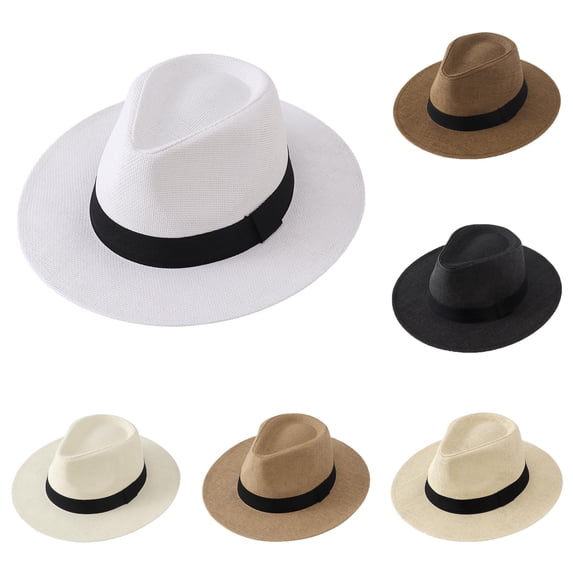 Men's Wide Brim Straw Hat Cowboy Hat Breathable Beach Hat For Outdoor Travel Fishing Gardening Sun Protection