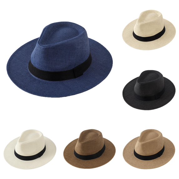 Men's Wide Brim Straw Hat Cowboy Hat Breathable Beach Hat For Outdoor Travel Fishing Gardening Sun Protection