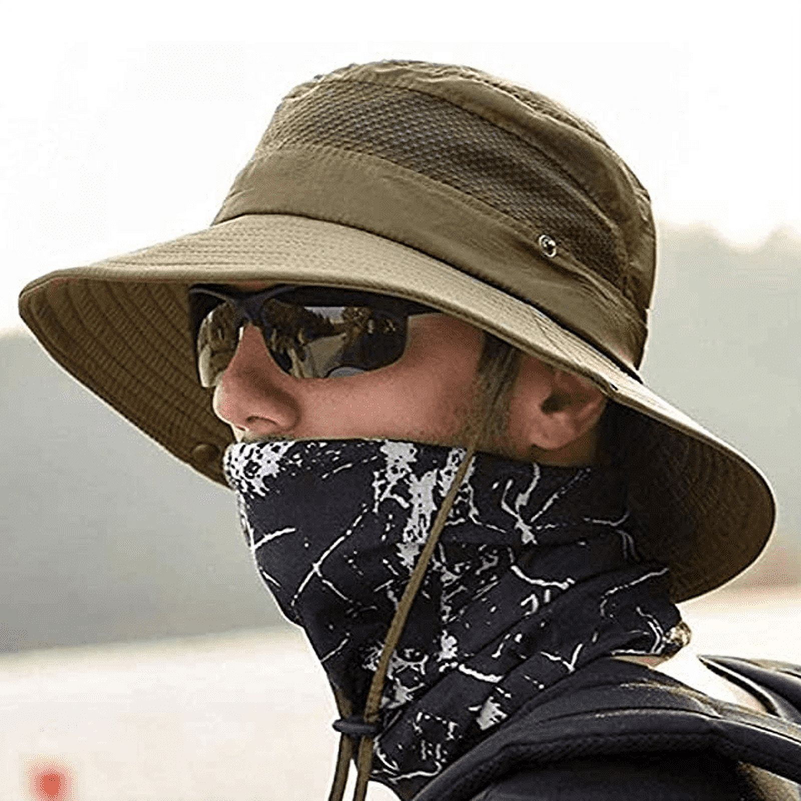 Vintage Style Men Wide Brim Bucket Hat Outdoor Fishing Hiking Sun  Protection Cap