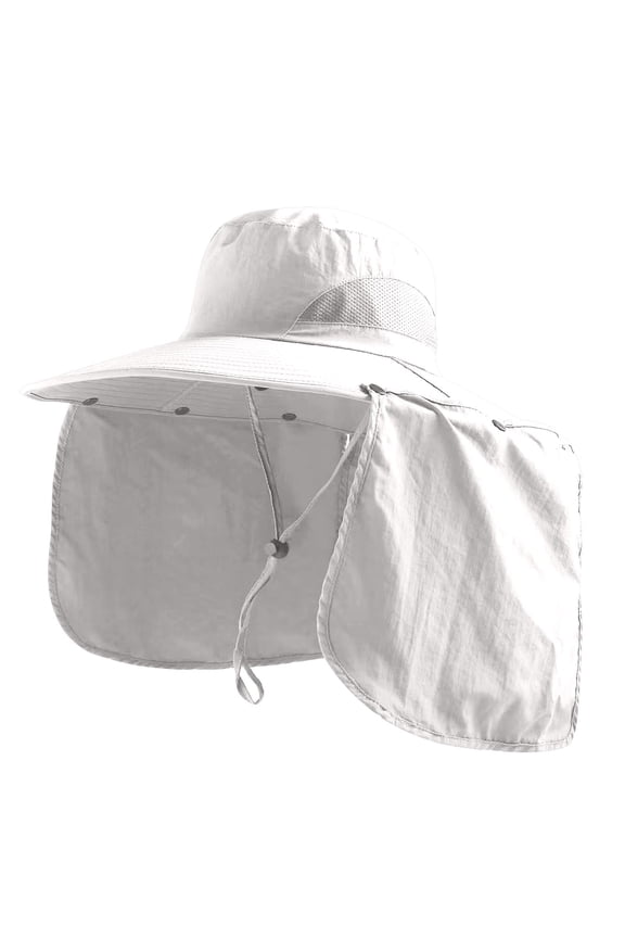 Men's Wide Brim Sun Hat Trendy Fishing Hat Outdoor Breathable Sun Protection Removable Neck Flap