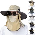 thumbnail image 1 of Men's Wide Brim Sun Hat with Detachable Face & Neck Flap - Breathable UPF 50+ Fishing & Hiking Cap, Lightweight Outdoor Work Hat Army Green One Size, 1 of 6
