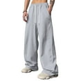 thumbnail image 1 of Men's Wide Leg Baggy Sweatpants Loose Fit Drawstring Waist Casual Athletic Trousers Relaxed Fit Streetwear Pants, 1 of 5
