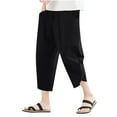 thumbnail image 1 of ZQUUVOU Men's Wide Leg Capris Pants Summer Drawstring Elastic Waist Casual Solid Color Pants Black, 1 of 6