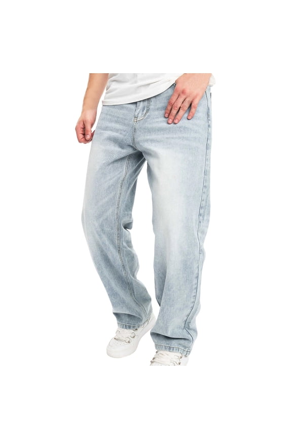 Men's Wide-Leg Jeans Straight Leg Carpenter Denim Pants Loose fit Trousers