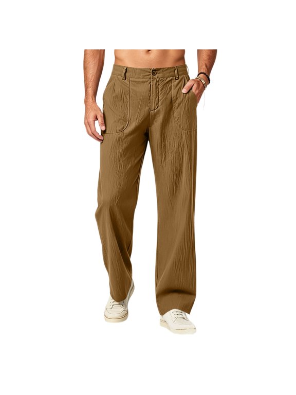 Men's Wide Leg Palazzo Pants Elastic Waist Casual Beach Lounge Loose Trousers with Pockets Colors Available