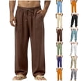 thumbnail image 1 of Men's Wide Leg Pants Fashion Loose Drawstring Girdle Leg Pants with Pockets Airport Travel Wear, 1 of 6