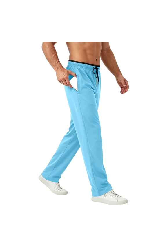 Men's Wide Leg Pants Solid Color Pocket Ice Silk Drying Running Pants Prom Night Formal
