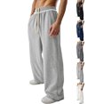 thumbnail image 1 of Men's Wide Leg Pants Textured Waist Drawstring Elastic Waist Sweatpants Work Office Wear, 1 of 5