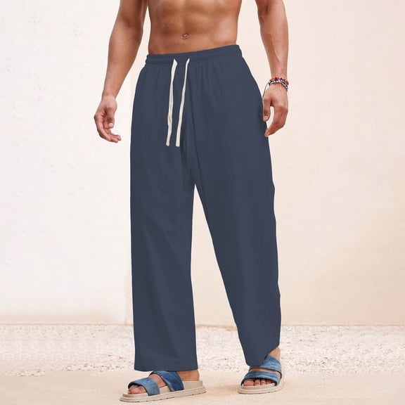 Men's Wide Leg Sweatpants Breathable Sports Straight Lounge Travel Athletic Comfortable Track Pants Solid Color Loose Fit Casual Long Joggers with Pockets