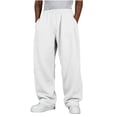 thumbnail image 1 of Men's Wide Leg Sweatpants Casual Solid Color Elastic Waist Sweat Pants Lounge Drawstring Jogging Pants with Pockets Sweatpants for Men, 1 of 7
