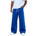 thumbnail image 1 of Men's Wide Leg Sweatpants Drawstring Elastic Waist Baggy Casual Loose Straight Leg Solid Color Lounge Pants with Pockets, 1 of 4