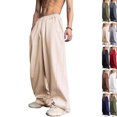 thumbnail image 1 of Men's Wide Leg Sweatpants Elastic Drawstring Waist Baggy Relaxed Fit Soft Daily Gym Lounge Pants with Deep Pockets Beige S, 1 of 10