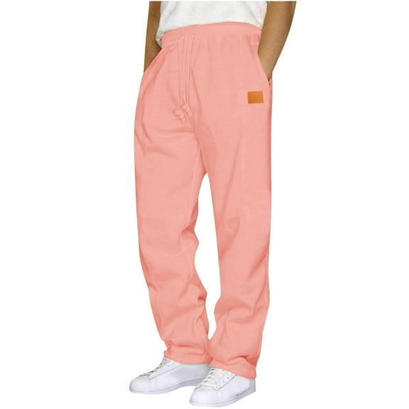 Men's Wide Leg Sweatpants with Pockets,Fleece Bottom Active Athletic Pants with Drawstrings Workout Trousers Casual Joggers Elastic Waist Sweatpant Gym Loungewear for Men