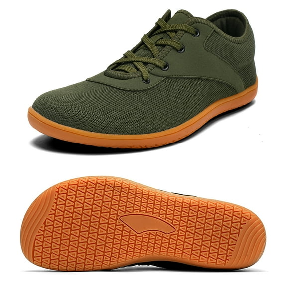 Men's Wide Width Barefoot Sneakers Casual Walking Shoes Minimalist Breathable Zero Drop Sole Shoes 11 Wide,Olive Green