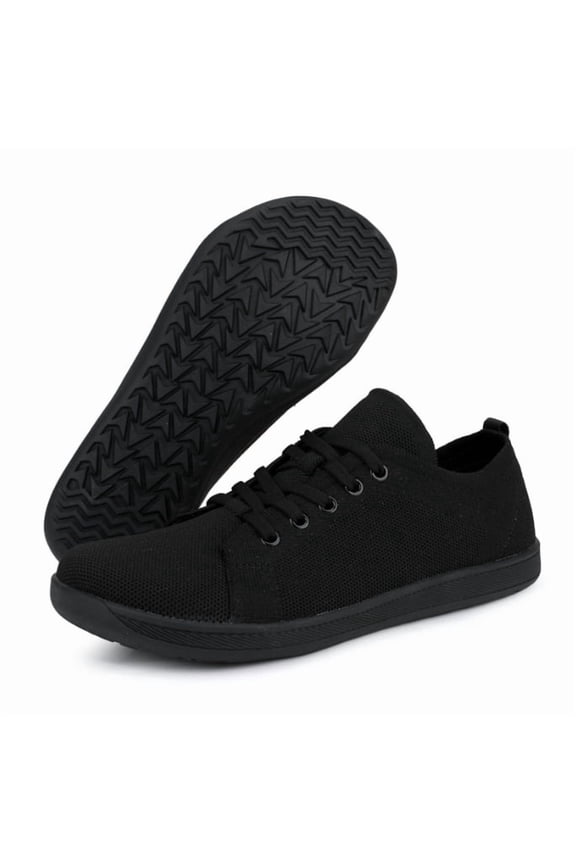 Men's Wide Minimalist Barefoot Sneakers | Zero Drop | Midfoot Stability Casual Knit Lace - Up Shoes - Comfortable