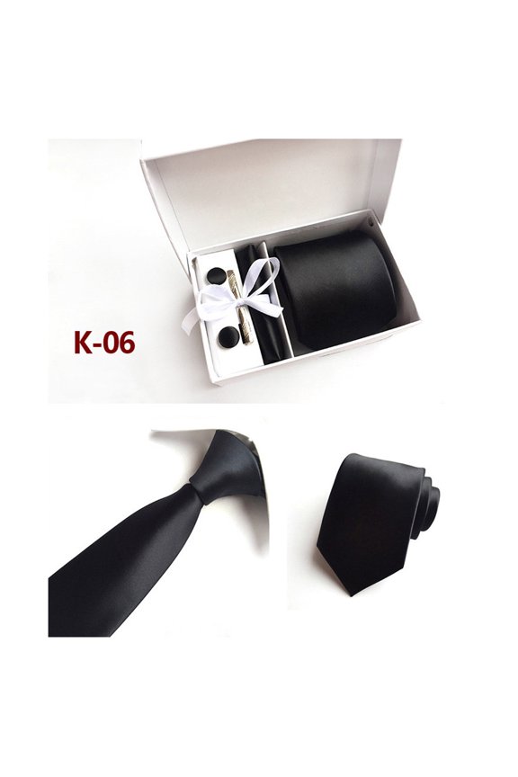 Men's Wide Necktie Pocket Square Cuff Links Tie Clip Wedding Party Set With Box