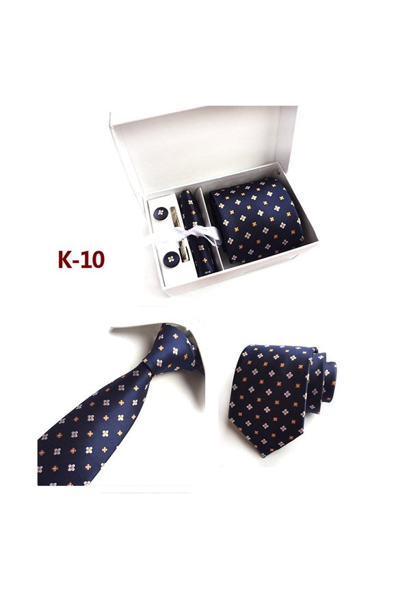 Men's Wide Necktie Pocket Square Cuff Links Tie Clip Wedding Party Set With Box