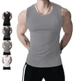 thumbnail image 1 of Men's Wide Strap Ribbed Tank Top, Fitness Muscle Gym Ribbed Workout Sleeveless Bodybuilding Shirts, 1 of 7