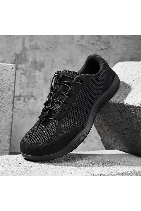 Men’s Wide Toe Box Barefoot Sneakers – Breathable Reflective Mesh Running Shoes with Non-Slip Rubber Sole, Quick-Lace Comfort Trainers for Gym, Walking & Outdoor Sports