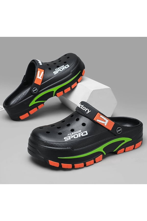 Men’s Wide Toe Box Perforated Sandals – Summer Breathable Thick Sole Anti-Slip Casual Outdoor Fashion Shoes, Comfortable Versatile Walking Footwear