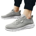 thumbnail image 1 of Men's Wide Walking Shoes Fashion Breathable Knit Upper Sneakers Soft Cushioning Non Slip Daily Walking Travel Slip on Footwear Gray Size 11.5, 1 of 5