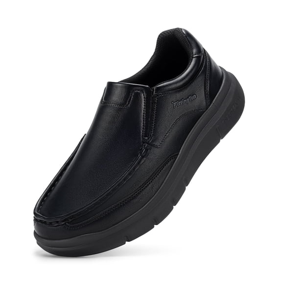 Fittington Men's Wide Width Slip On Dress Shoes Water-Resistant Lightweight Casual Leather Shoes 10.5 Wide
