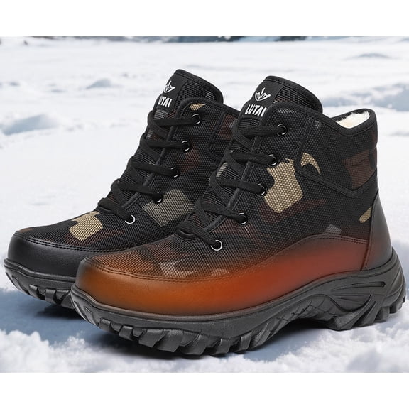 Men's Wide Winter Boots Grip on Snow Ice Insulated Waterproof Lightweight Comfortable Hiking Outdoor Boots