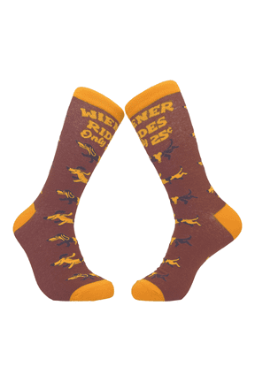 Men's Wiener Rides Socks Funny Dachshund Pet Puppy Lover Novelty Footwear