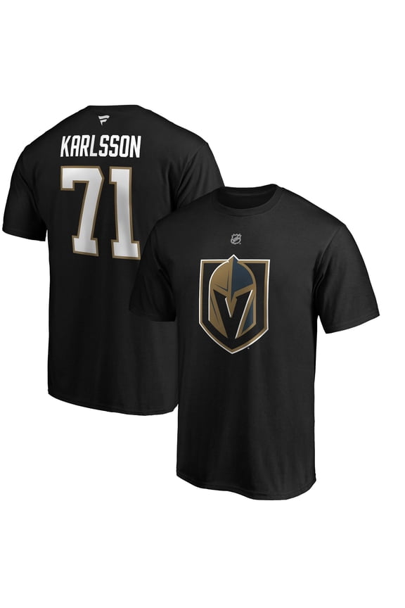 Men's William Karlsson Black Vegas Golden Knights Authentic Stack Player Name & Number T-Shirt