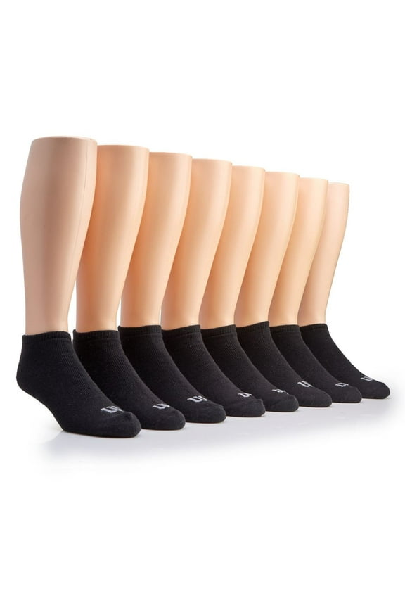 Men's Wilson 8326MAC Cotton No Show Sock - 8 Pack (Black O/S)