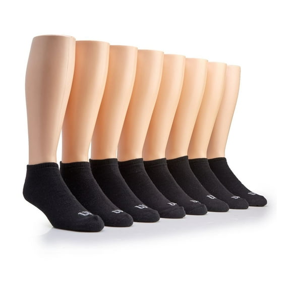 Men's Wilson 8326MAC Cotton No Show Sock - 8 Pack (Black O/S)