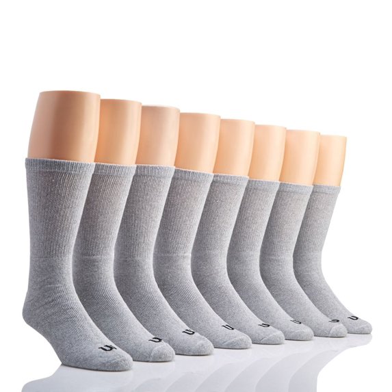Men's Wilson 8626MAC Cotton Crew Socks - 8 Pack (Grey O/S)