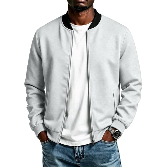 Men's Windbreaker Bomber Jacket Classic Baseball Collar Zip Up Coat Wear