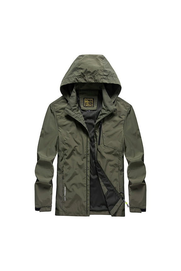 Men's Windbreaker Jacket Jacket Outdoor Mountaineering Solid Color Jacket Army Green L Windbreakers for Men