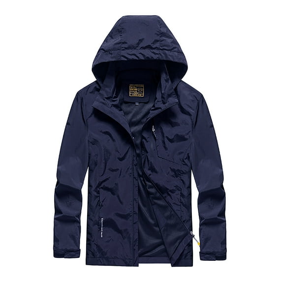 Men's Windbreaker Jacket Jacket Outdoor Mountaineering Solid Color Jacket Dark Blue 5XL Zip Front Windbreaker Jacket