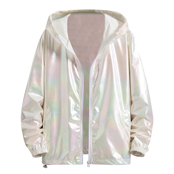 Men’s Windbreaker Jacket Lightweight Hooded Coat with Inspirational Design Gradient