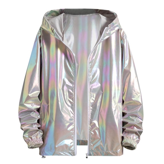 Men’s Windbreaker Jacket Lightweight Hooded Coat with Inspirational Design Gradient