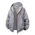 thumbnail image 1 of Men's Windbreaker Jacket Lightweight Hooded Windproof Jackets with Zipper Pockets Hiking Outdoor Water Resistant Size 4XL Gray, 1 of 8