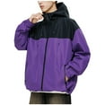 thumbnail image 1 of Men's Windbreaker Jacket Man Outdoors Work Clothes Interchange Jacket Styles Lovers Leisure Time Motion Hooded Loose Coat Purple M Windbreakers for Men, 1 of 2