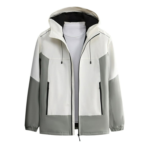 Men's Windbreaker Jacket Man Solid Color Three Prevention Cottoning Climbing Wear As One Down Cotton Intensification Warm Outdoor Gray XL Windbreakers for Men