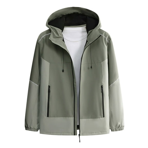 Men's Windbreaker Jacket Man Solid Color Three Prevention Cottoning Climbing Wear As One Down Cotton Intensification Warm Outdoor Green L Zip Front Windbreaker Jacket