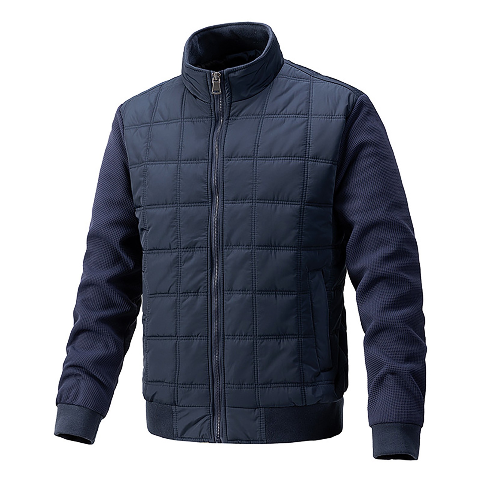 Men s Windbreaker Jacket Mens Fall And Winter Small Square Casual Jacket Standing Collar Long Sleeve Double Pocket Cardigan Zipper Hoodless Jacket Walmart