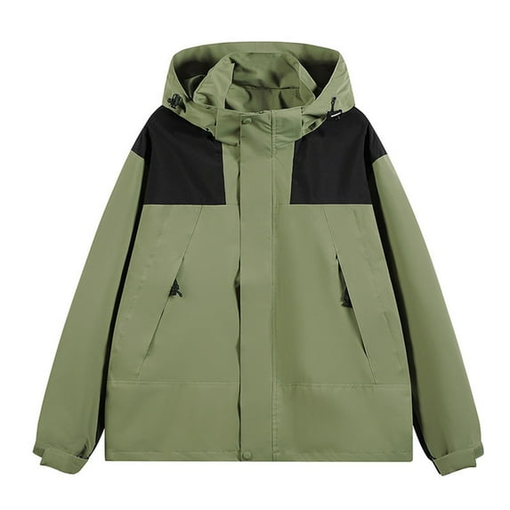 Men's Windbreaker Jacket Three-in-one Splice Solid Color Outdoors Mountaineering Wearproof Warm Zipper Multi-pocket Fleece Lnner Lap Coat Long Sleeve Jacket Army Green S Windbreakers for Men