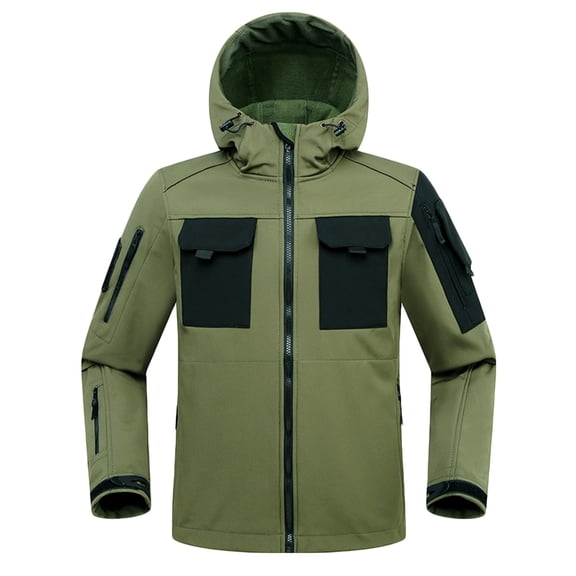 Men's Windbreaker Jacket Zip Front Windbreaker Jacket Fashion Casual Windproof Warm Jacket Long Sleeve Hooded Casual Outwear Green 2XL