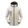 thumbnail image 1 of Men's Windbreaker Jacket Zip Front Windbreaker Jacket Man Solid Color Three Prevention Cottoning Climbing Wear As One Down Cotton Intensification Warm Outdoor Jacket White XL, 1 of 7