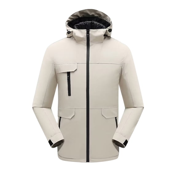 Men's Windbreaker Jacket Zip Front Windbreaker Jacket Man Solid Color Three Prevention Cottoning Climbing Wear As One Down Cotton Intensification Warm Outdoor Jacket White XL