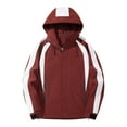 thumbnail image 1 of Men's Windbreaker Jackets with Hood Full Zip Colorblock Long Sleeve Windproof Hooded Coat Hiking Outdoors Outerwear (XL, Wine), 1 of 2